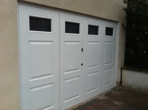 bi-fold double side hinged garage door