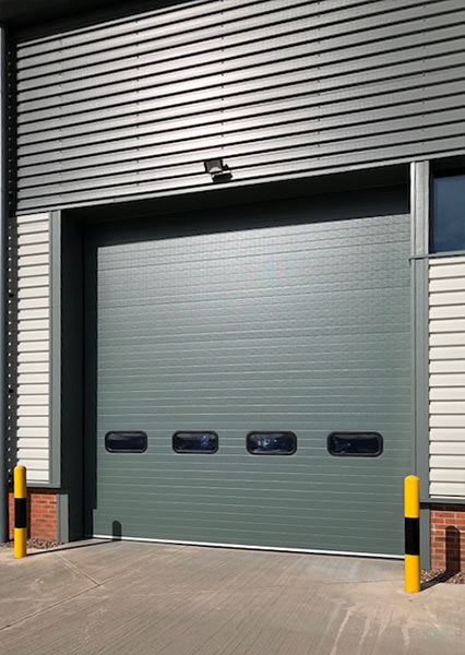 industrial sectional roller door with vision panels